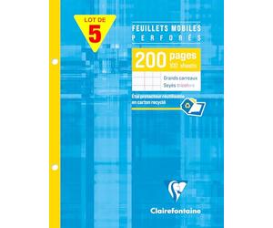 Clairefontaine 1351C - Lot 5 Étuis Feuillets Mobiles 17x22cm 200p GC 90g