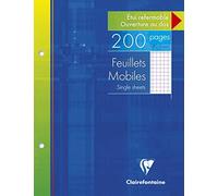 Feuillets mobiles sous étui 17x22 cm 200 pages perforées 2 trous petits carreaux