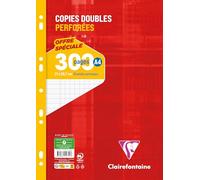 Clairefontaine 14711C Un Paquet de Copies Doubles Perforées sous Film - A4 21x29,7 cm - 300 Pages Grands Carreaux - Papier Blanc 90 g