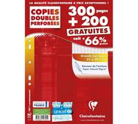 Clairefontaine 14791C Un Étui de Copies Doubles Perforées - A4 21x29,7 cm - 500 Pages Grands Carreaux - Papier Blanc 90 g - Étui Réutilisable