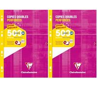 Clairefontaine 14792C Un Étui de Copies Doubles Perforées - A4 21x29,7 cm - 500 Pages Petits Carreaux - Papier Blanc 90 g - Étui Réutilisable (Lot de 2)