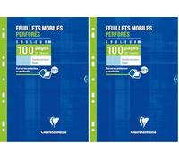 Clairefontaine 1741C Un Étui de Feuillets Mobiles Perforés Bleus- A4 21x29,7 cm - 100 Pages Grands Carreaux - Papier Blanc 90 g - Étui Réutilisable (Lot de 2)
