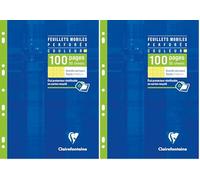Clairefontaine 1747C Un Étui de Feuillets Mobiles Perforés Jaunes - A4 21x29,7 cm - 100 Pages Grands Carreaux - Papier 90 g - Étui Réutilisable (Lot de 2)