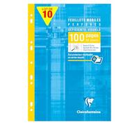 Clairefontaine 17499Cpack UnLot de 10 Étuis de Feuillets Mobiles Perforés Déficients Visuels - A4 21x29,7cm - 100 Pages Grands Carreaux Noirs 2,5mm Agrandis 10/10 90g