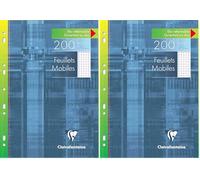 Clairefontaine 17522C Un Étui de Feuillets Mobiles Perforés - A4 21x29,7 cm - 200 Pages Petits Carreaux avec Marge - Papier Blanc 90 g - Étui Réutilisable (Lot de 2)