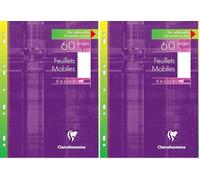 Clairefontaine 1760C Un Étui de Feuillets Mobiles à Dessin Perforés - A4 21x29,7 cm - 60 Pages Unies Blanches - Papier 125 g - Étui Réutilisable (Lot de 2)