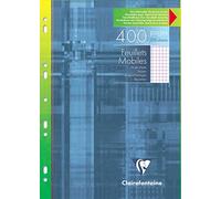 Clairefontaine 17922C Un Étui de Feuillets Mobiles Perforés - A4 21x29,7 cm - 400 Pages Petits Carreaux avec Marge - Papier Blanc 90 g - Étui Réutilisable
