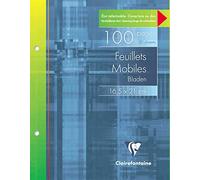 Clairefontaine 183C Un Étui de Feuillets Mobiles Perforés 2 Trous - 16,5x21 cm - 100 Pages Lignées avec Marge - Papier Blanc 90 g - Étui Réutilisable