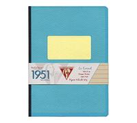 Clairefontaine 195746C Collection 1951 Back to Basics Un Cahier Brochure Dos Toilé Turquoise - A5 14,8x21 cm - 192 Pages Lignées - Papier Blanc 90 g - Couverture Carte à Grain