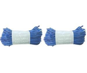 Clairefontaine - 196013C - Pelote Raphia Bleu France - Ensemble de plusieurs fils de Raphia Longueur 1m50 par fil- 50g - Loisirs Créatifs - Emballage Cadeau - DIY Multiples (Lot de 2)