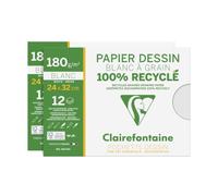 Clairefontaine 2 Pochettes Dessin Blanc Recyclé 180g 2x12 Feuilles 24x32cm