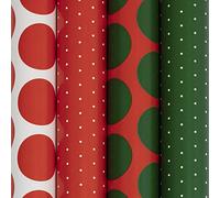 Clairefontaine 202051AMZC - Un Carton De 10 Rouleaux De Papier Cadeau - Papier Excellia 80g - Dimensions : 5x0,70m - Motif : Noël, Pois, Rouge, Blanc, Vert - Emballage Cadeau