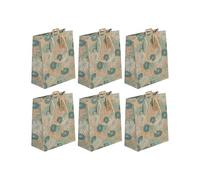 Clairefontaine - 202112-3Cpack - Un lot de 6 sacs cadeaux adulte - Formats moyens 21,5x10,2x25,3cm - Jardins - Qualité supérieure, Kraft, résistant : 210g - idéal pour : livre, jeux, petits coffrets