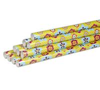 Clairefontaine 211404AMZC - Un Carton De 10 Rouleaux De Papier Cadeau - Papier Alliance 60g - Dimensions : 2x0,70m - Motif : Fleurs Roses, Bleues, Fond Vert - Emballage Cadeau, Rouleau Papier Cadeau