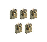 Clairefontaine - 212914Cpack - Un lot de 5 Petits Sacs Cadeaux Premium - Format Pocket - 12x4,5x13,5cm - 170g - Motif : géo or/vert - Idéal Pour : Parfum, Livre Poche