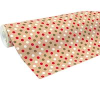 Clairefontaine Papier cadeau rouleau Kraft brut recyclé 70 g 50 x 0,70 m Noël pois rouge/blanc/or