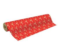 Clairefontaine 223814C - Une Bobine Papier Kraft Brut Recyclé - Dimensions : 50mx70 cm - 70g - Motif : Sapins, Chevaux fond rouge - Papier Recyclé, Idéal pour Emballage Cadeaux, DIY, Loisirs Créatifs