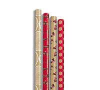 Clairefontaine 223831AMZC - Un carton de 20 rouleaux de papier cadeaux Kraft brun 100% recyclé 5mx0m35 (spécial petite largeur !) 70g, - Motifs assortis Générosité