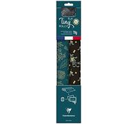 Clairefontaine 223889C - Kit D'emballage Cadeau Zéro Plastique - 2 Rouleaux Papier Cadeau Kraft Recyclé 5mx35cm - Bobine Ruban 20m + 10 Étiquettes Cadeaux A Découper - Bleu/Noir -Emballage Responsable