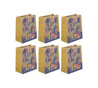 Clairefontaine - 223925-2Cpack - Un lot de 6 sacs cadeaux adulte - Grands formats 26,5x14x33cm - Oasis - Qualité supérieure, Kraft, résistant : 210g - idéal pour : jeux de société, puzzles, coffrets