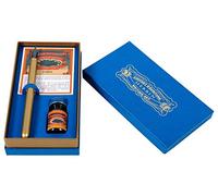 Clairefontaine 27278T - Un coffret d'écriture contenant un porte-plume doré, une plume Sténo et un flacon d'encre 10 ml Bleu myosotis 17 x 9,50 x 2,50 cm