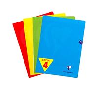 Clairefontaine 293361AMZ Lot 4 Cahiers Agrafés 24x32 96p Grands Carreaux