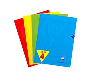 Clairefontaine 293361AMZ Lot 4 Cahiers Agrafés 24x32 96p Grands Carreaux