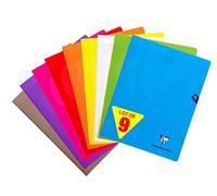 ClaireFontaine 299361AMZC Lot de 9 Cahiers Agrafés Mimesys - 24x32 cm - 96 Pages Grands Carreaux 90 g - Couvertures Polypro Assorties (Bleu, Rouge, Jaune, Vert, Gris, Violet, Orange, Rose et Incolore)