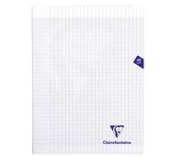 Clairefontaine 303311C Lot de 10 Cahiers Agrafés Mimesys - 24x32 cm - 48 Pages Grands Carreaux - Papier Blanc 90 g - Couverture Polypro Transparent - Couleurs Aléatoires