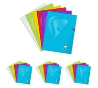 Clairefontaine 303365C Un Cahier Agrafé Mimesys - 24x32 cm - 96 Pages Ligné avec Marge - Papier Blanc 90 g - Couverture Polypro Transparent - Couleur Aléatoire (Lot de 4)