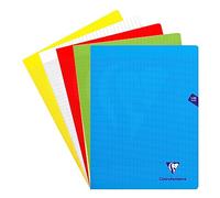 Clairefontaine Cahier piqué Mimesys 24 x 32 cm Grands carreaux 140 pages Couleurs assorties