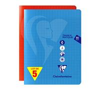 Clairefontaine 303727C Lot 5 Cahiers TP 17x22 80p Grands Carreaux