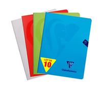 Clairefontaine 303740C Lot de 10 Albums Agrafés Mimesys - 17x22 cm - 96 Pages Unies Blanches - Papier 90 g - Couverture Polypro Transparent - Couleurs Aléatoires