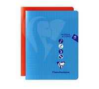 Clairefontaine 303797C Un Cahier Agrafé Musique & Chant - 17x22 cm - 48 Pages Grands Carreaux et Portées avec Lignes - Papier Blanc 90 g - Couverture Polypro Transparent - Couleur Aléatoire