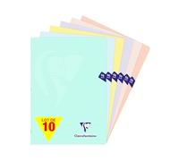 Clairefontaine 308166Cpack Un lot de 10 Cahiers Agrafés Mimesys PASTEL - A4 21x29,7 cm - 96 Pages Lignées - Papier Blanc 90 g - Couvertures Polypro Opaques Assorties Aléatoires