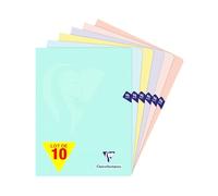Clairefontaine 308361Cpack Lot 10 Cahiers Agrafés Mimesys PASTEL - 24x32