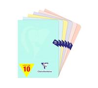 Clairefontaine 308682Cpack Un lot de 10 Carnets Agrafés Mimesys PASTEL - A5 14,8x21 cm - 96 Pages Petits Carreaux - Papier Blanc 90 g - Couvertures Polypro Opaques Assortites Aléatoires