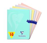 Clairefontaine - Lot de 10 cahiers 17 x 22 cm, 48 pages, papier 90 g/m², couverture polypro imperméable (multicolore)
