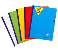 Clairefontaine 309341Cpack Un Lot de 5 Cahiers Brochés Cousus Fil Mimesys - 24x32 cm - 192 Pages Grands Carreaux - Papier Blanc 90 g - Couverture Polypro Couleurs Aléatoires
