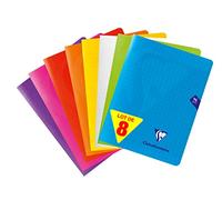 Lot De 8 Cahiers - 24x32(Cm) - Grands Carreaux - 96 Pages - Couverture En Polypro - Sans Spirale - Clairefontaine - Mimesys