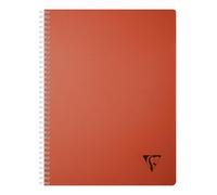 Cahier reliure intégrale Linicolor ESSENCE A4 180 pages petits carreaux couverture plastique polypropyène rainuré - Rouge garance