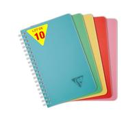 Clairefontaine 327546Cpack Collection Linicolor ESSENCE Lot de 5 Carnets à Spirale - A5 14,8x21 cm - 180 Pages Lignées - Papier Blanc 90 g - Couverture Polypro Transparent - Couleurs Aléatoires