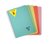 Clairefontaine 329525C Collection Linicolor Intensive Un Carnet à Spirale - 9x14 cm - 100 Pages Petits Carreaux - Papier Blanc 90 g - Couverture Polypro Transparent - Couleur Aléatoire