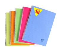 Clairefontaine 328145C Collection Linicolor Fresh Lot de 10 Cahiers à Spirale - A4 21x29,7 cm - 100 Pages Lignées avec Marge - Papier Blanc 90g - Couverture Polypro Transparent - Couleurs Aléatoires