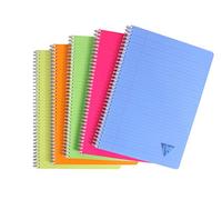 Cahier spirale Clairefontaine Linicolor fresh 21 x 29,7 cm 180 pages ligné + marge couverture plastique polypropyène rainuré Couleur aléatoire - Assortis