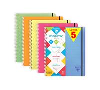 Clairefontaine 328176C Linicolor Lot de 5 Cahiers Proactiv'Book - A4+ 22,5x29,7 - 160 Pages Perforées 4 Trous Lignées avec Marge - Papier Blanc 90g - Couverture Polypro Transparent Couleurs Aléatoires