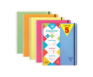 Clairefontaine 328176C - Lot 5 Proactiv'Book A4+ 160p Lignées Perforé 4T