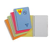 Clairefontaine 328225C Collection Linicolor Fresh Lot de 10 Répertoires à Spirale - 9x14 cm - 100 Pages Petits Carreaux - Papier Blanc 90 g - Couverture Polypro Transparent - Couleurs Aléatoires