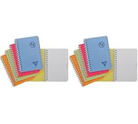 Clairefontaine 328225C Collection Linicolor Fresh Un Répertoire à Spirale - 9x14 cm - 100 Pages Petits Carreaux - Papier Blanc 90 g - Couverture Polypro Transparent - Couleur Aléatoire (Lot de 2)