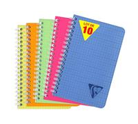 Clairefontaine 328535C Collection Linicolor Fresh Un Carnet à Spirale - 11x17 cm - 100 Pages Petits Carreaux - Papier Blanc 90 g - Couverture Polypro Transparent - Couleur Aléatoire